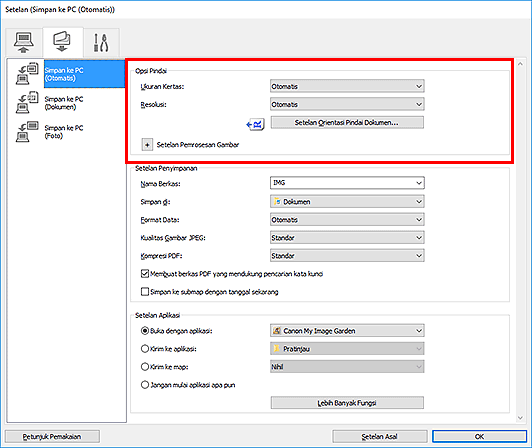 gambar: Kotak dialog Setelan